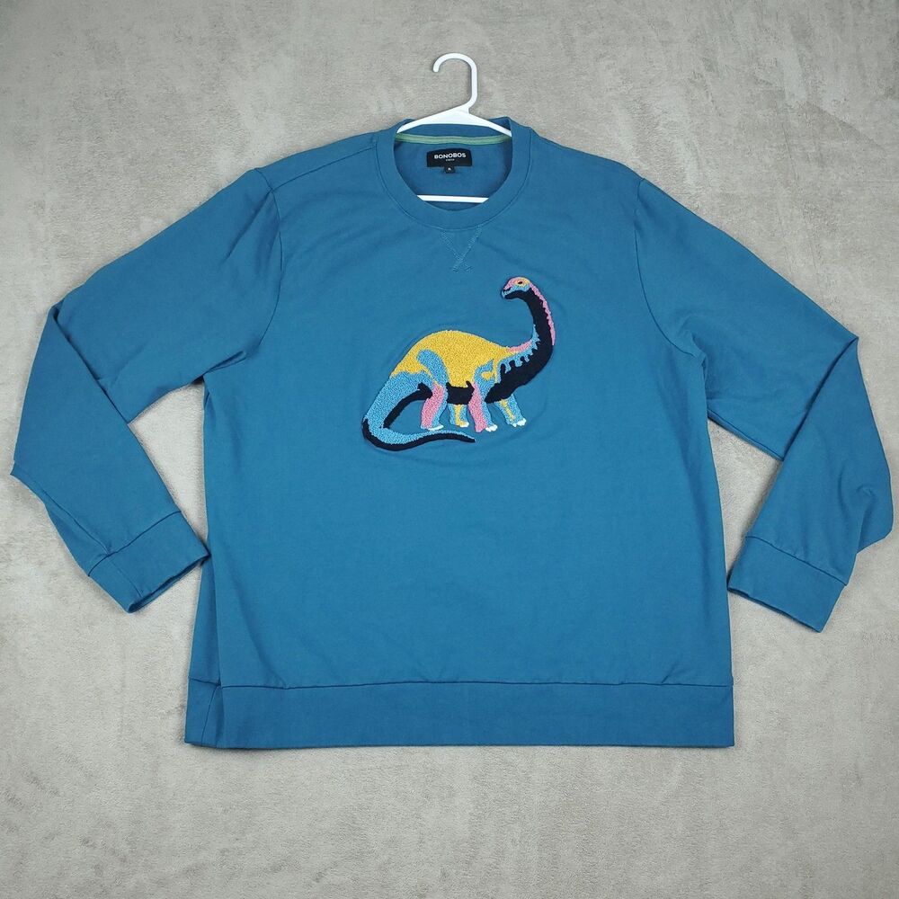 Bonobos Stretch French Terry Crewneck Men's XL Dinosaur Ink Blue Pullover